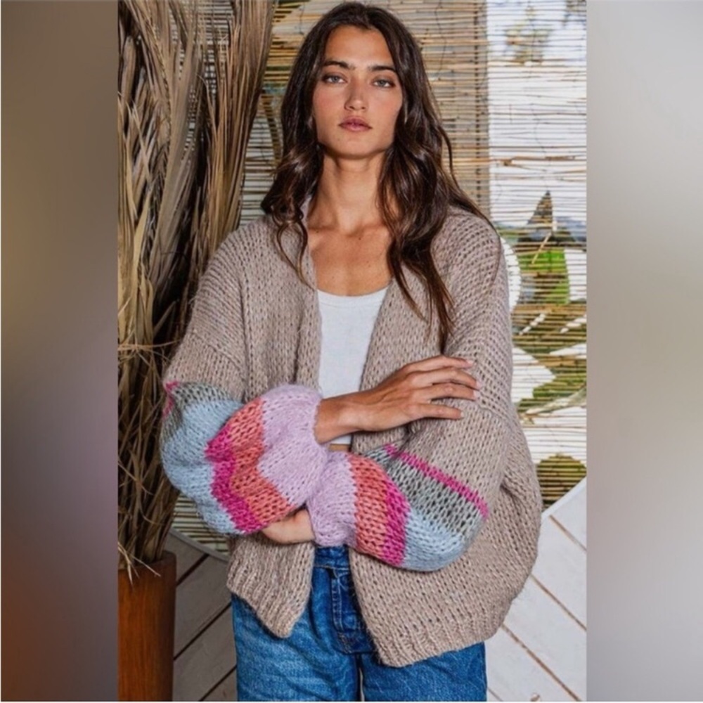 Saltwater LUXE Hello Sunshine Cardigan Sweater Camel Size XL ~ NWT!! 💖